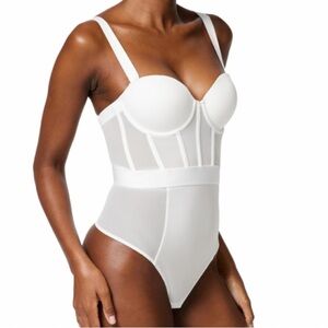 DKNY Women's Sheer White Bodysuit